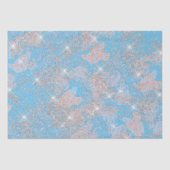 Blue All Occasion Splatter Glitter Texture Look Tissue Paper (Front)