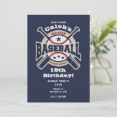 Blue All Star Sport Baseball Birthday Party Invitation (Standing Front)