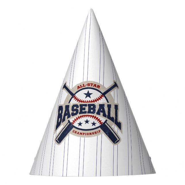 Blue All Star Sport Baseball Birthday Party Party Hat (Front)