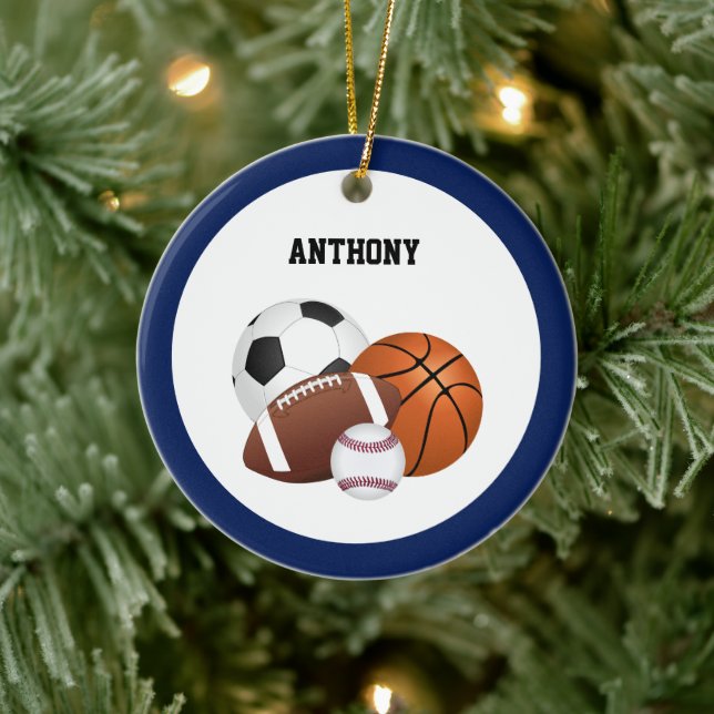 Blue All Star Sports Custom Ceramic Ornament (Tree)