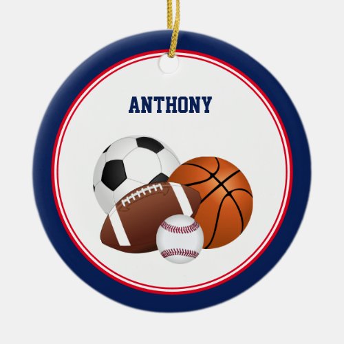 Blue All Star Sports Custom Ceramic Ornament