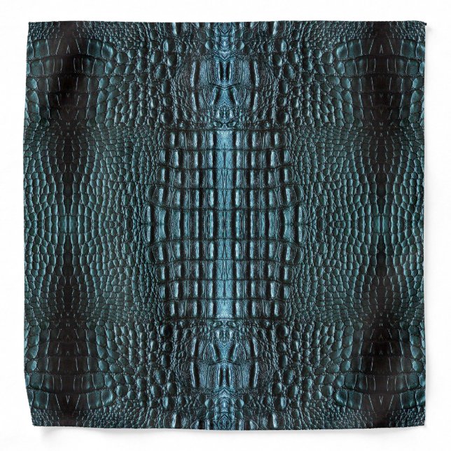 Blue Alligator Leather  Bandana (Front)