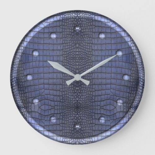 Blue Alligator Leather Print Large Clock