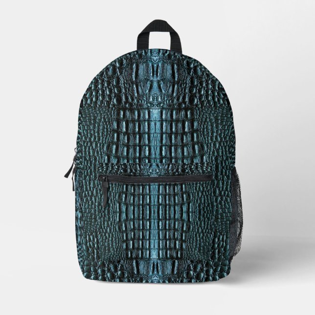 Blue Alligator Leather  Printed Backpack (Front)