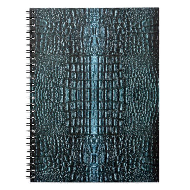 Blue Alligator Leather Textured Pattern Notebook (Front)