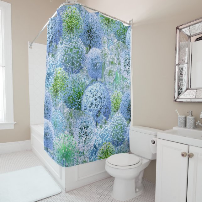Blue Alliums Shower Curtain (In Situ)