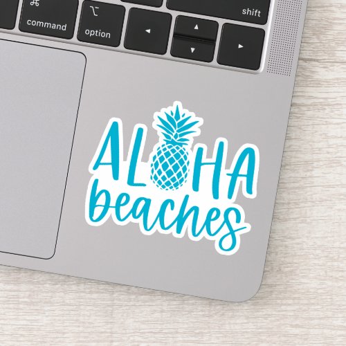 Blue  Aloha Beaches Tropical Summer Pineapple Sticker