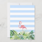 Blue Aloha Flamingo Tropical Birds Boy Baby Shower Invitation (Back)