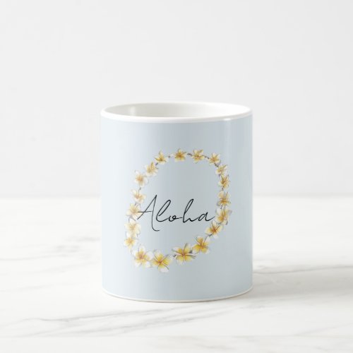 Blue Aloha Plumeria Flower Lei Coffee Mug