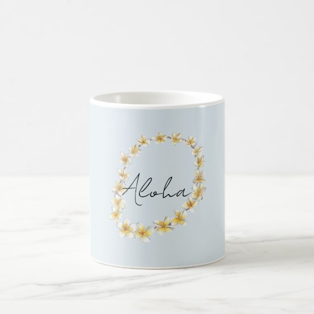 Blue Aloha Plumeria Flower Lei Coffee Mug (Center)