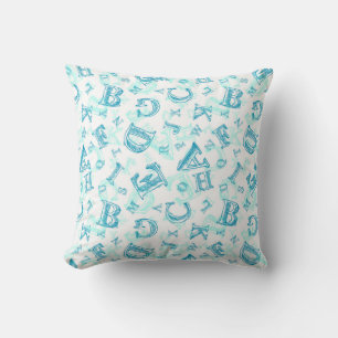 Blue Alphabet Kids Throw Pillow