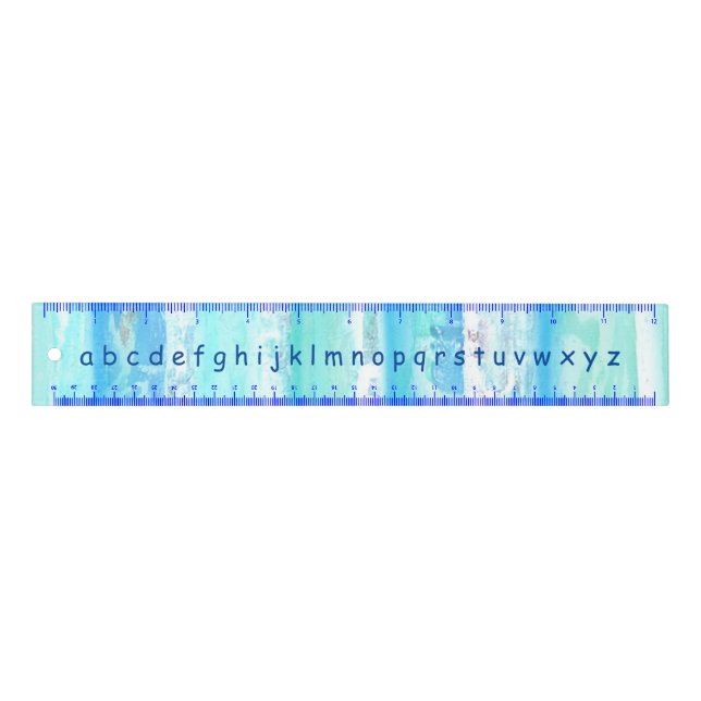 Blue Alphabet Letters Abstract Treescape 12 Inch Ruler (Front)