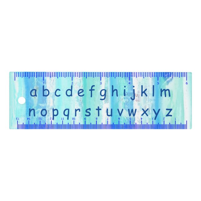 Blue Alphabet Letters Abstract Treescape 6 Inch Ruler (Front)