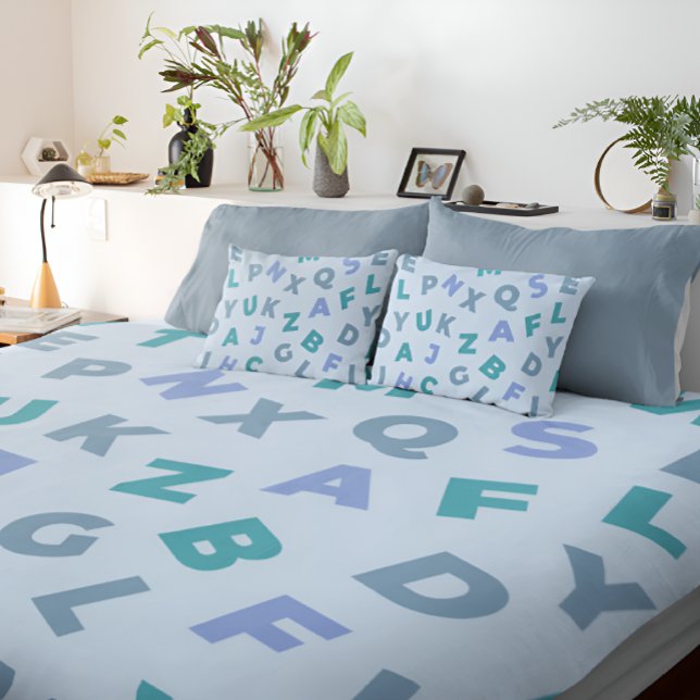 Blue Alphabet Pattern Duvet Cover (Creator Uploaded)