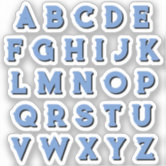 8 1/2 X 11 ALPHABET STICKERS * BLUE CURSIVE 3/4 UPPER CASE ONLY