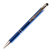Blue Aluminum Ball Point Pen w/Stylus (Front)