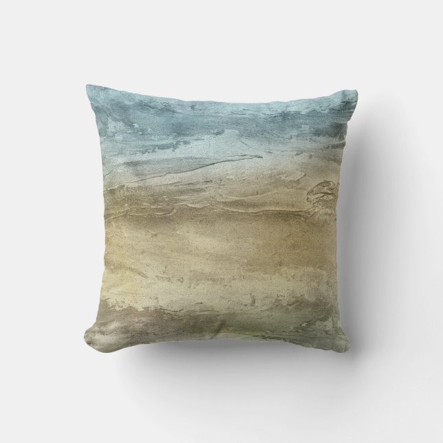 Blue & Amber Abstract Throw Pillow (Front)