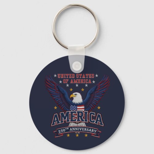 Blue America 250th Anniversary Business QR Code  Keychain
