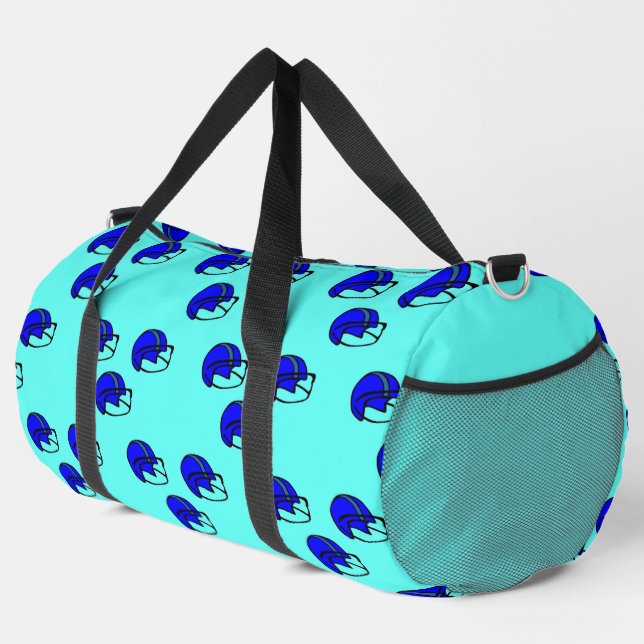 Blue American football helmet pattern Duffle Bag (Right Corner)