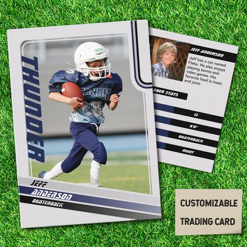 Blue American Football Trading Card For Kids