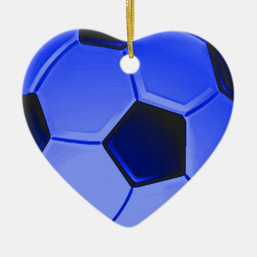 Blue American Soccer or Association Football Ceramic Ornament