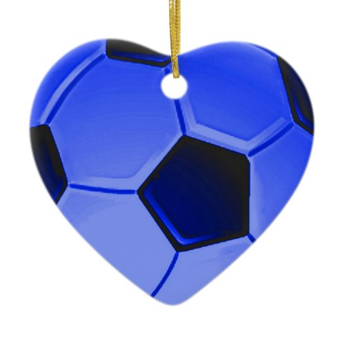 Blue American Soccer or Association Football Ceramic Ornament