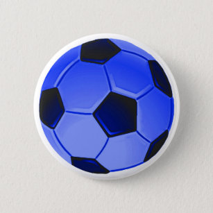 Blue American Soccer or Association Football Pinback Button