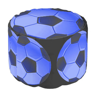 Blue American Soccer or Football Round Pouf