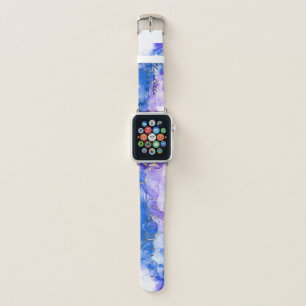 Blue Amethyst Watercolor Gold Glitter Customizable Apple Watch Band