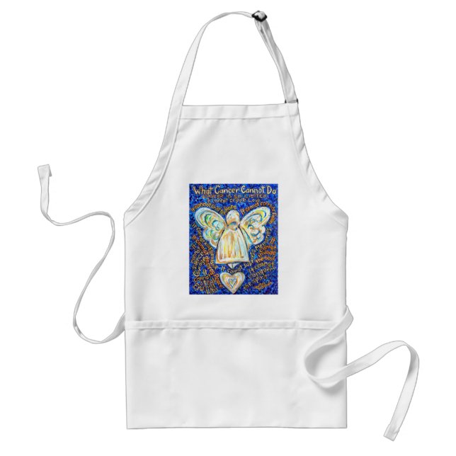 Blue &amp; Gold Cancer Angel - Large Adult Apron (Front)