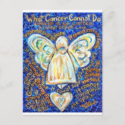 Blue amp Gold Cancer Angel _ Large Postcard