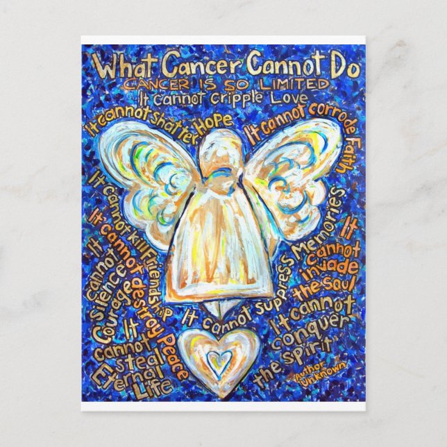 Blue &amp; Gold Cancer Angel - Large Postcard (Front)