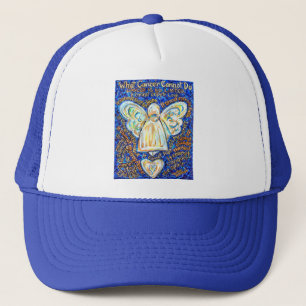 Blue & Gold Cancer Angel - Large Trucker Hat