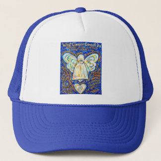 Blue &amp; Gold Cancer Angel - Large Trucker Hat