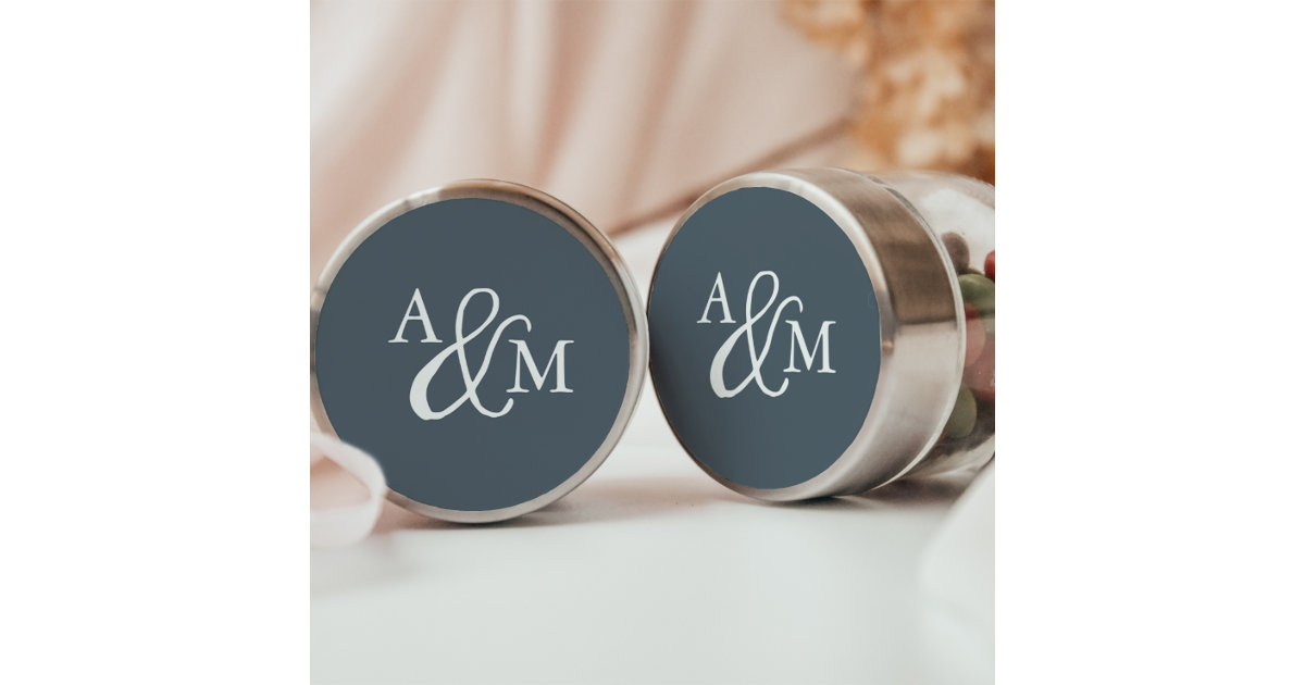 Dusty Blue Monogram Wedding Envelope Sticker Seals