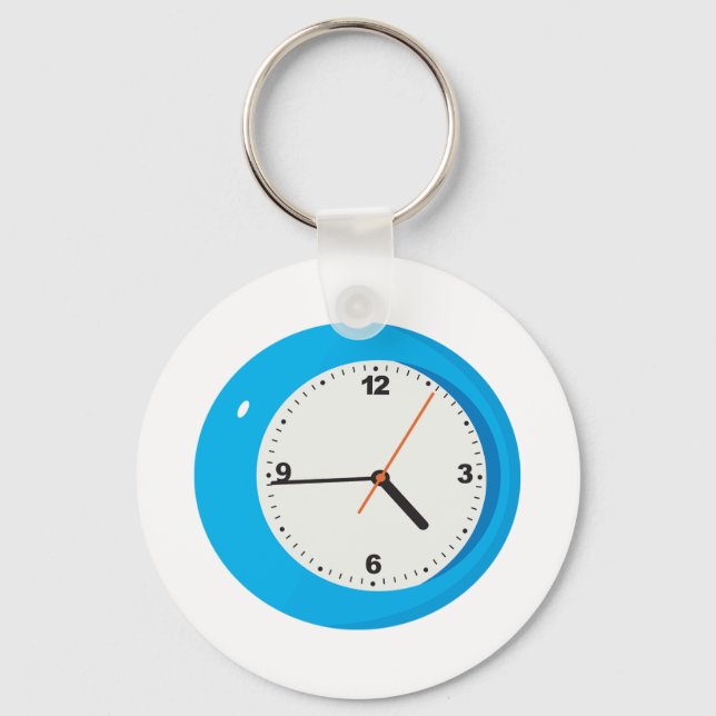Blue Analog Clock Keychain (Front)