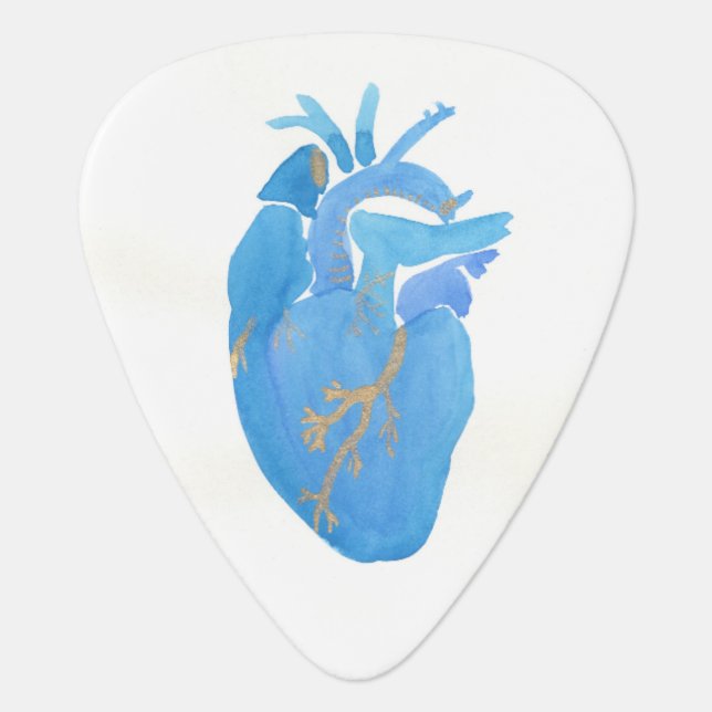 Blue Anatomical Heart Guitar Pick (Front)