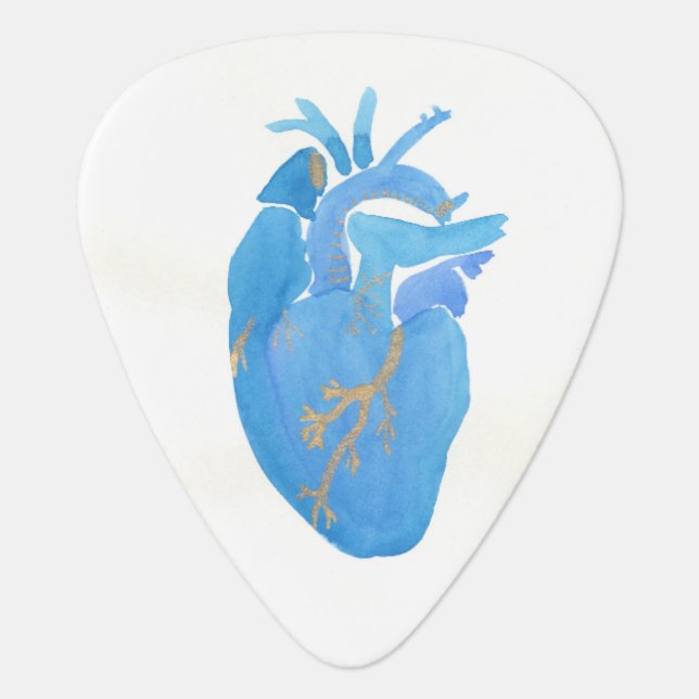 Blue Anatomical Heart Guitar Pick (Front)