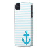 Blue Anchor and Light Blue Sailor Stripes Case-Mate iPhone Case (Back Left)