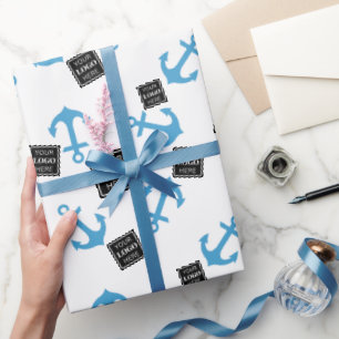 Blue Anchor & Boat Business Logo  Wrapping Paper