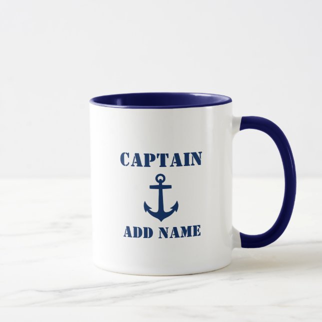 Blue Anchor Captain Add Name or Boat Name Combo Mug (Right)