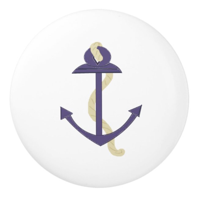 Blue Anchor Ceramic Knob (Front)