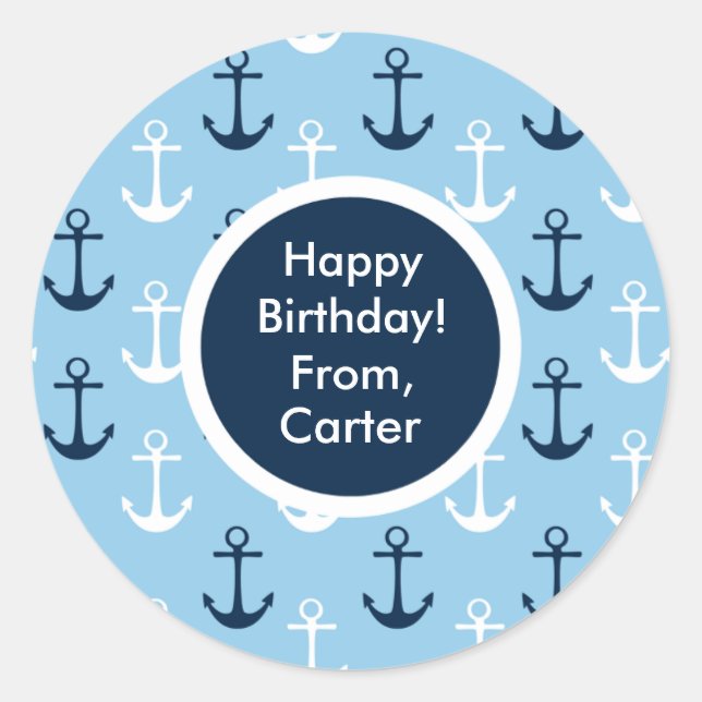 Blue Anchor Custom Childrens Gift Sticker (Front)