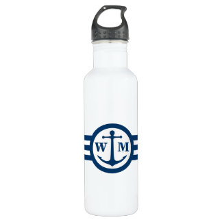 Blue Anchor Monogram Water Bottle