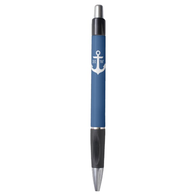 Blue Anchor Monogrammed Pen (Front Vertical)