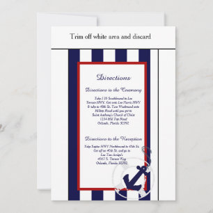 Blue Anchor Nautical 3.5x6 Wedding Directions Card