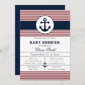 blue anchor nautical baby shower invitation (Front/Back)