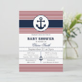 blue anchor nautical baby shower invitation (Standing Front)