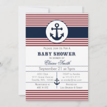 blue anchor nautical baby shower invitation