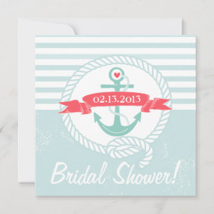 Blue Anchor Nautical Bridal Shower Invitation